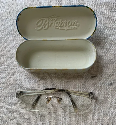 Brighton Mandolay Rimless Hand Made Eyeglass Frames with Hard Case 60[]19 130 4