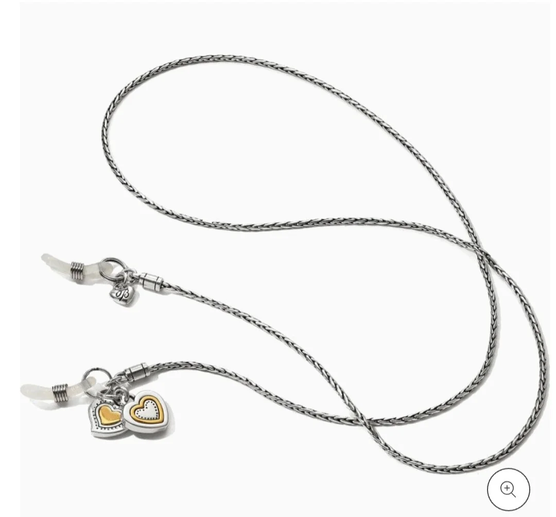 Brighton NEW eyeglasses sunglasses chain holder silver & gold tone heart charms