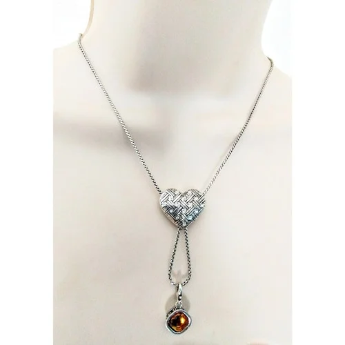 BRIGHTON Reversible Crystal Heart Eyeglass I.D. Charm Holder Necklace