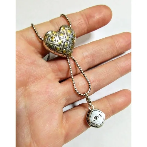 BRIGHTON Reversible Crystal Heart Eyeglass I.D. Charm Holder Necklace 4
