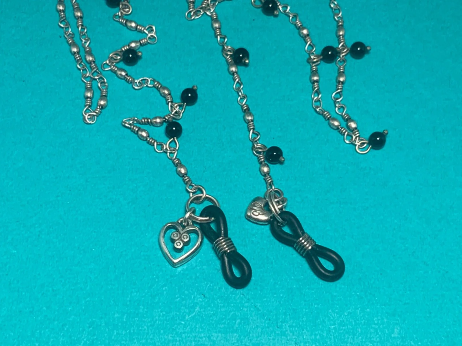 🌸Brighton Silver Black Bead Eye Glass Holder 28” Necklace(N10) 🌸