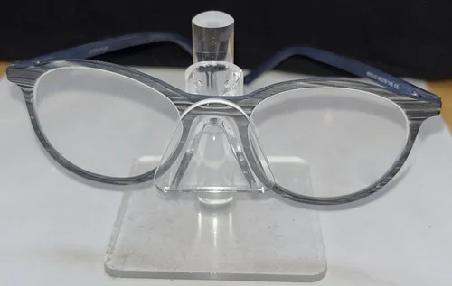 BrillenEyes European 6015-12 Eyeglasses Frames 48-19-145 Round Striated Grey-EUC