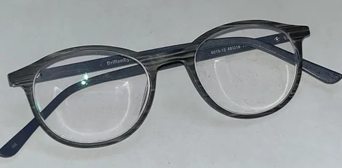 BrillenEyes European 6015-12 Eyeglasses Frames 48-19-145 Round Striated Grey-EUC 2