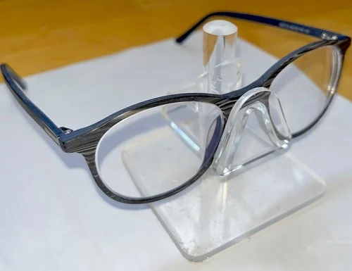 BrillenEyes European 6015-12 Eyeglasses Frames 48-19-145 Round Striated Grey-EUC 3