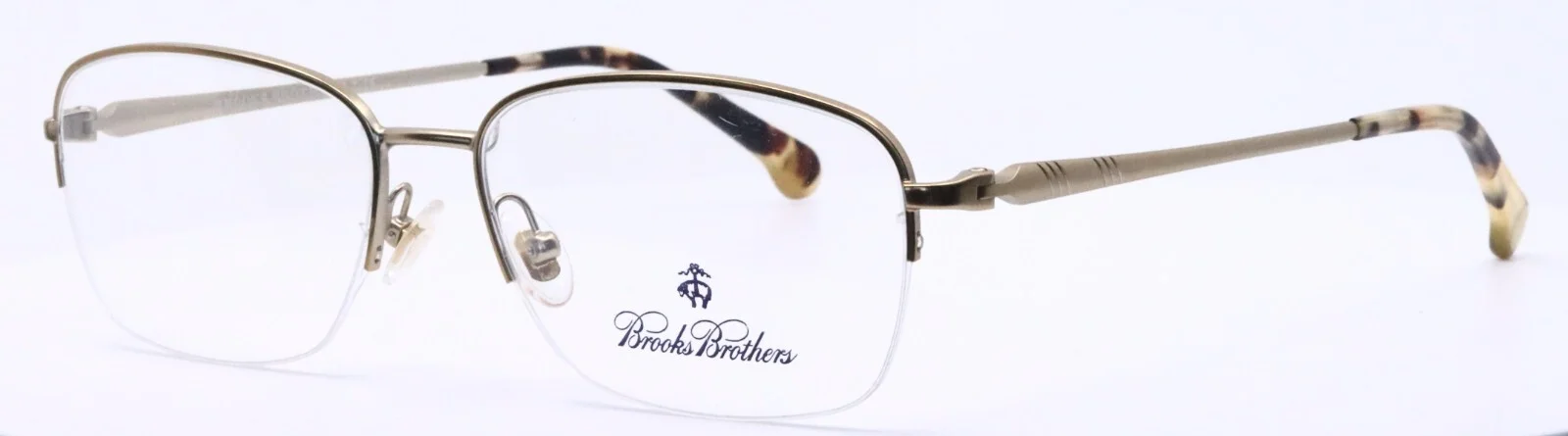 Brooks Brothers BB1022 1640 Gold Mens Rectangle Half Rim Eyeglasses 54-16-145