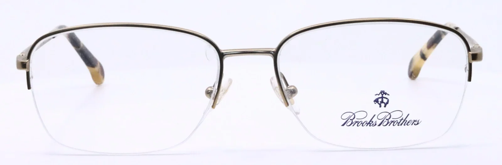 Brooks Brothers BB1022 1640 Gold Mens Rectangle Half Rim Eyeglasses 54-16-145 2