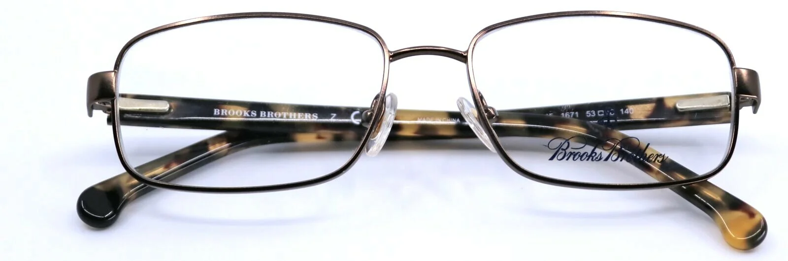 BROOKS BROTHERS BB1045 1671 Brown Tortoise Rectangle Eyeglass Frames 55-16-140