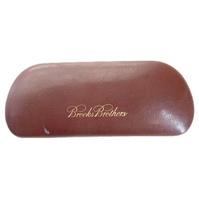 Brooks Brothers Brown Leather Hard Clam Shell Case for Eyeglasses Sunglasses
