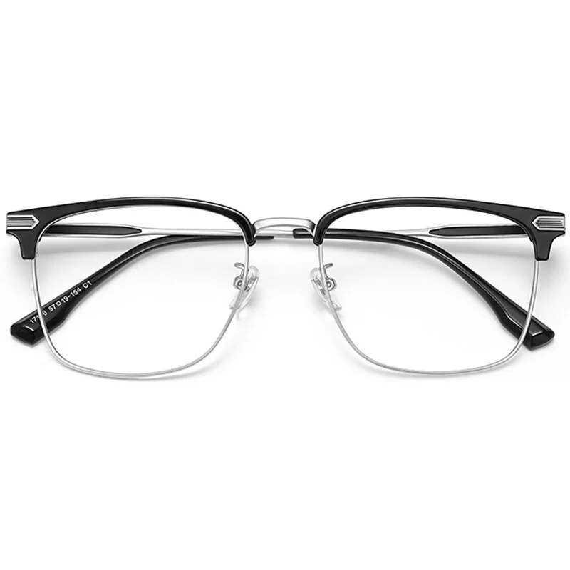 Browline Glasses Wide Eyeglass Frame for Big Face Large Head Men Clear Plastic 4