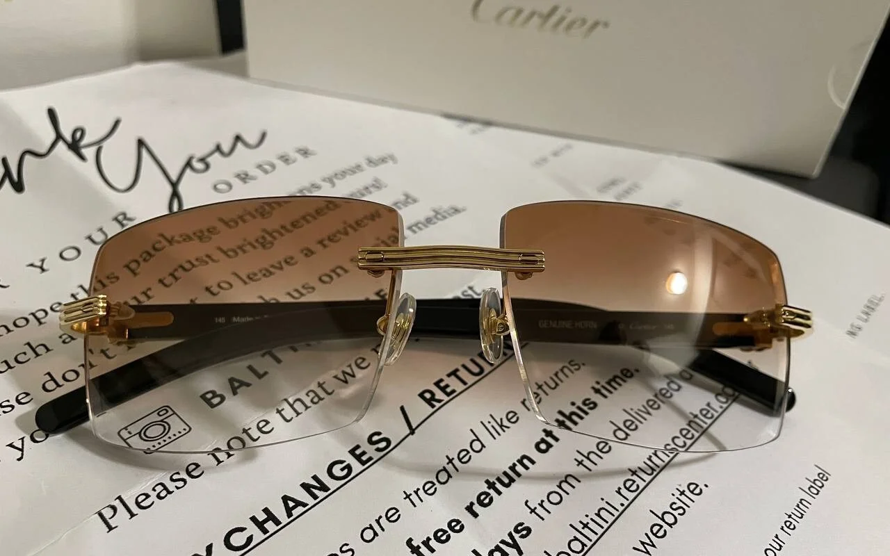 Brown Authentic Cartier Eyeglasses CT0286O 003 White Buffalo Sunglasses Buffs