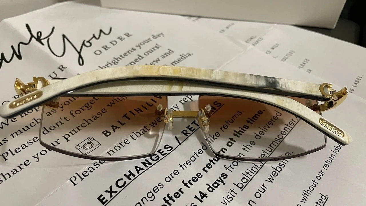 Brown Authentic Cartier Eyeglasses CT0286O 003 White Buffalo Sunglasses Buffs 2
