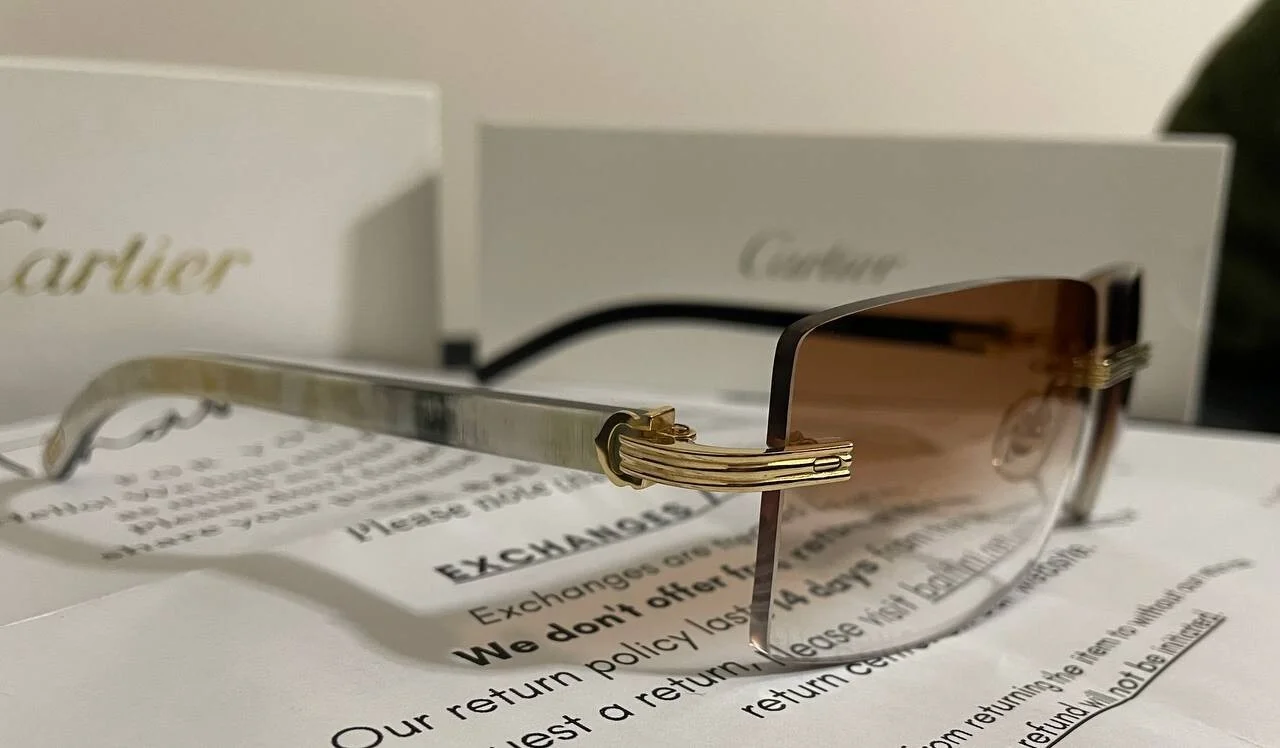 Brown Authentic Cartier Eyeglasses CT0286O 003 White Buffalo Sunglasses Buffs 3