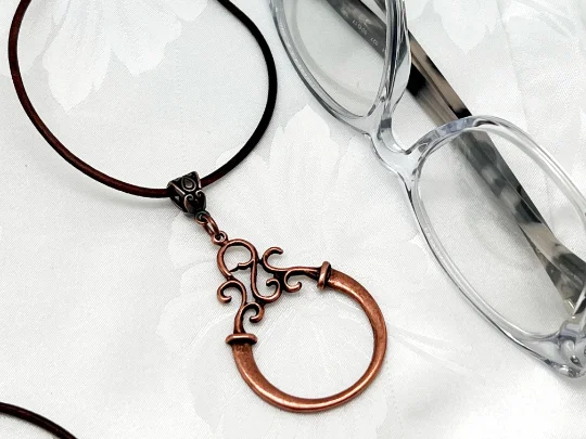 Brown Leather Eyeglass Loop Necklace, Reading Glasses Holder, Sunglasses Lanyard