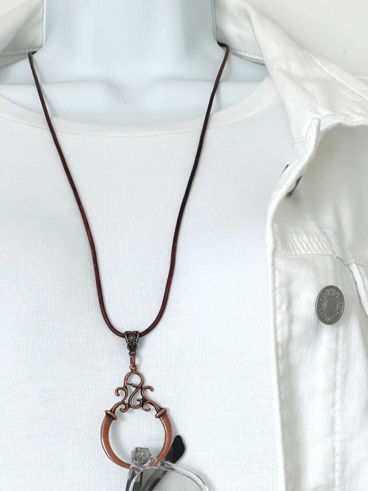 Brown Leather Eyeglass Loop Necklace, Reading Glasses Holder, Sunglasses Lanyard 2