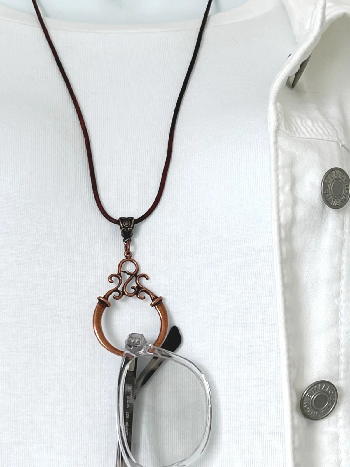 Brown Leather Eyeglass Loop Necklace, Reading Glasses Holder, Sunglasses Lanyard 4