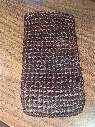 Brown Woven Straw Eyeglass Case Lined 6.75” X 3.5” 2