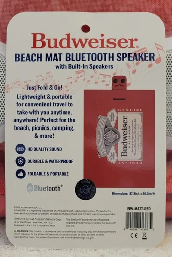 Budweiser Beach Mat with Built-in Bluetooth Speakers, 87.5 4