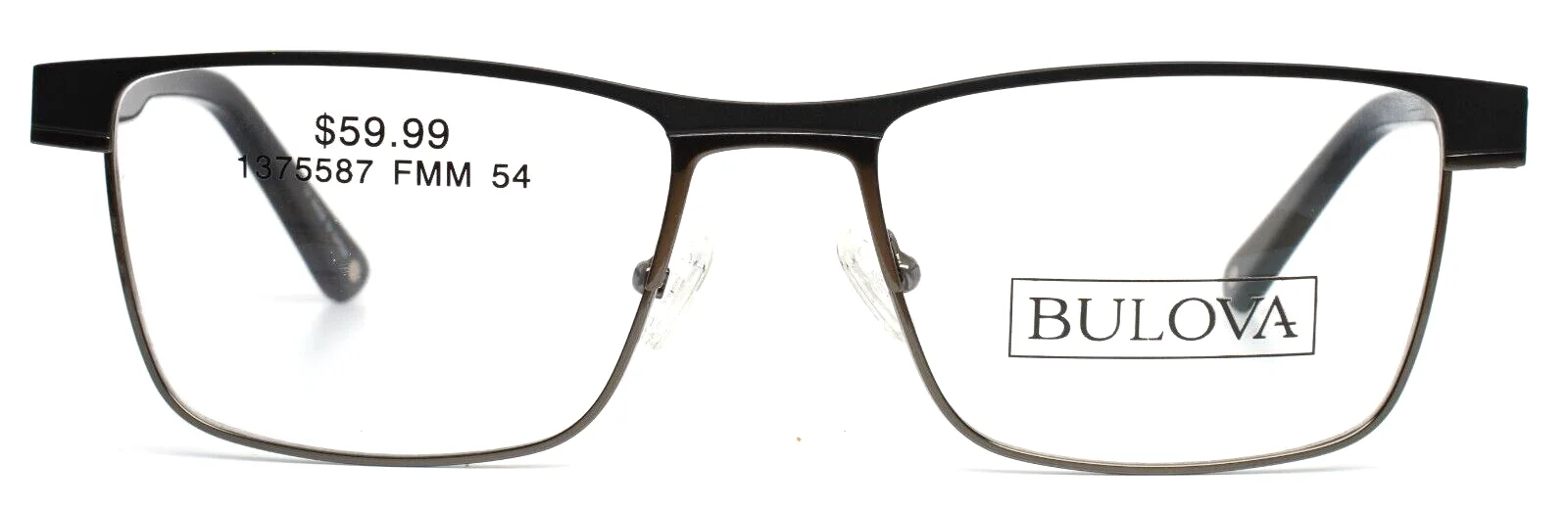 BULOVA Banner Elk Black Mens Rectangle Full Rim Eyeglasses 54-18-145 B:39 2