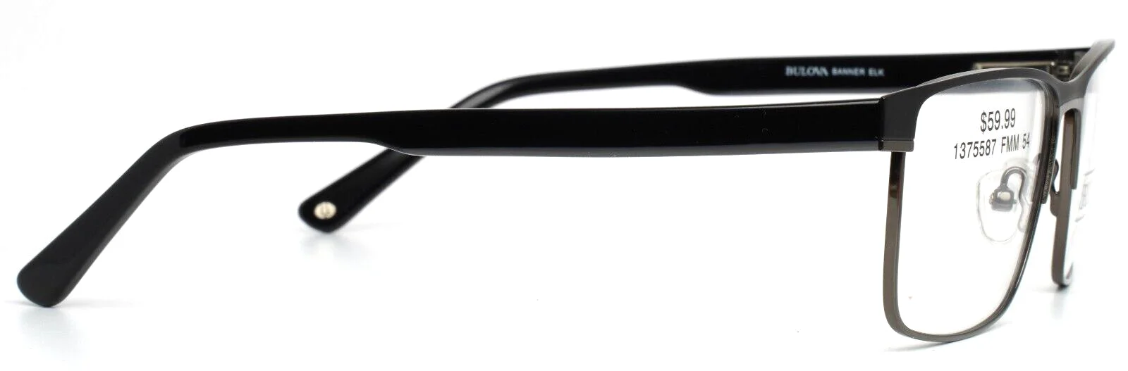 BULOVA Banner Elk Black Mens Rectangle Full Rim Eyeglasses 54-18-145 B:39 4