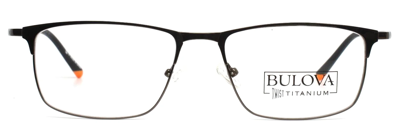 BULOVA Carondelet Grey Orange Mens Rectangle Full Rim Eyeglasses 56-18-145 B:38 2