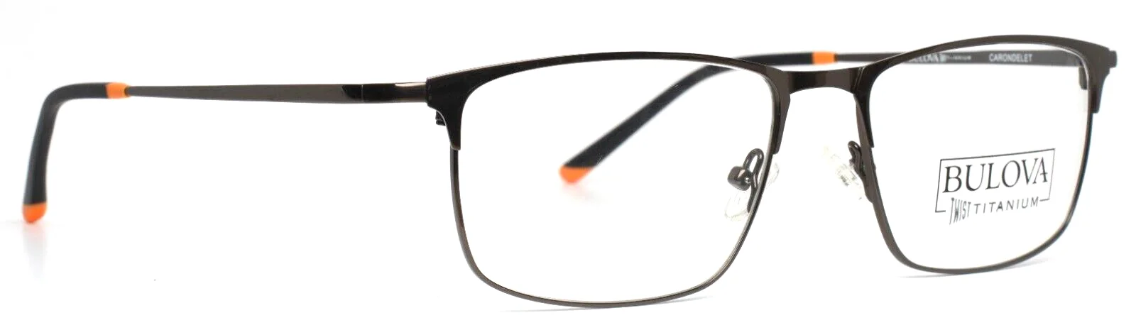 BULOVA Carondelet Grey Orange Mens Rectangle Full Rim Eyeglasses 56-18-145 B:38 3