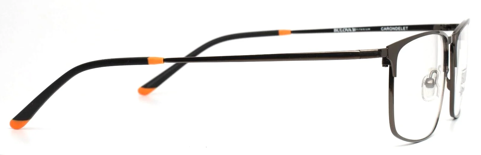 BULOVA Carondelet Grey Orange Mens Rectangle Full Rim Eyeglasses 56-18-145 B:38 4