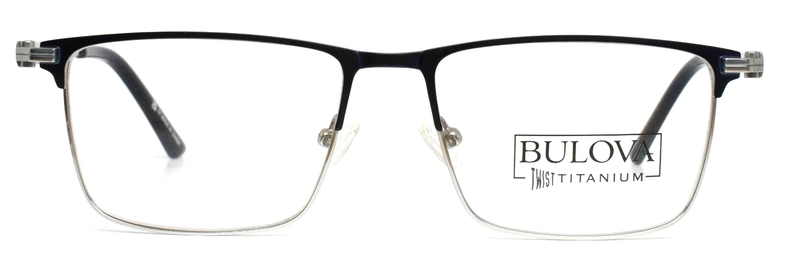 BULOVA Dexheimer Navy Mens Rectangle Full Rim Eyeglasses 55-17-145 B:39 2