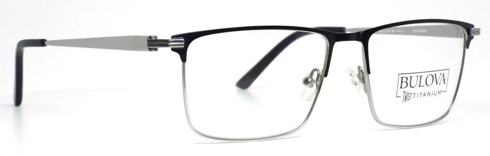 BULOVA Dexheimer Navy Mens Rectangle Full Rim Eyeglasses 55-17-145 B:39 3