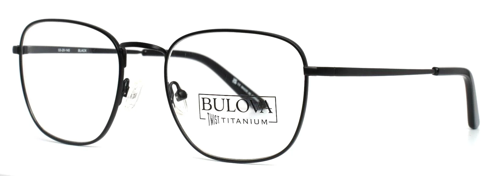 BULOVA Geigel Hill Black Unisex Square Full Rim Eyeglasses 53-20-145 B:44