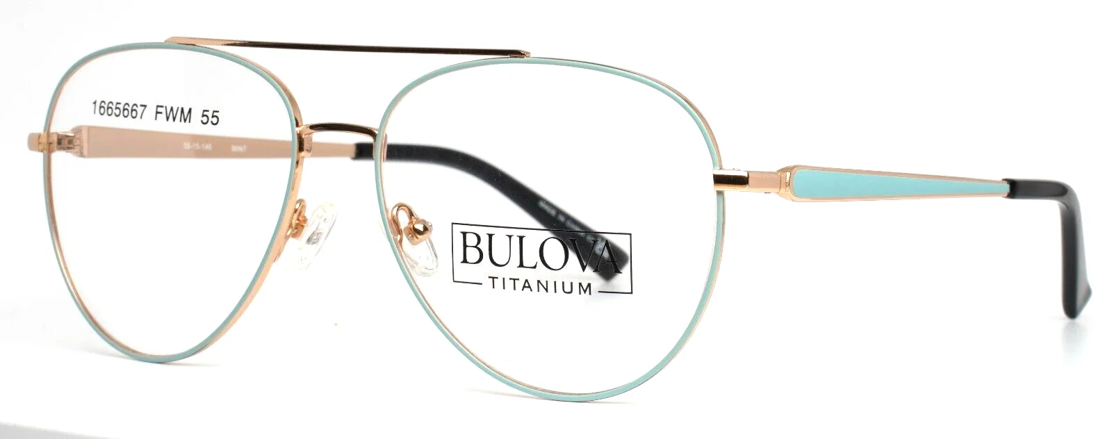 BULOVA Greenacres Mint Womens Aviator Full Rim Eyeglasses 55-15-140 B:49