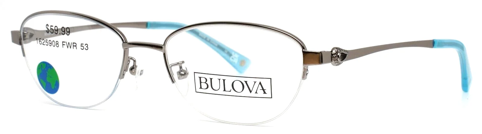 BULOVA Lolita Silver Womens Oval Half Rim Eyeglasses Frames 53-18-140 B:35