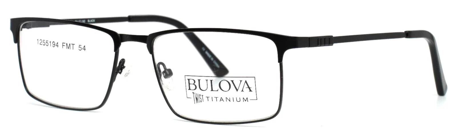 BULOVA North Bend Black Mens Rectangle Full Rim Eyeglasses 54-17-140 B:36