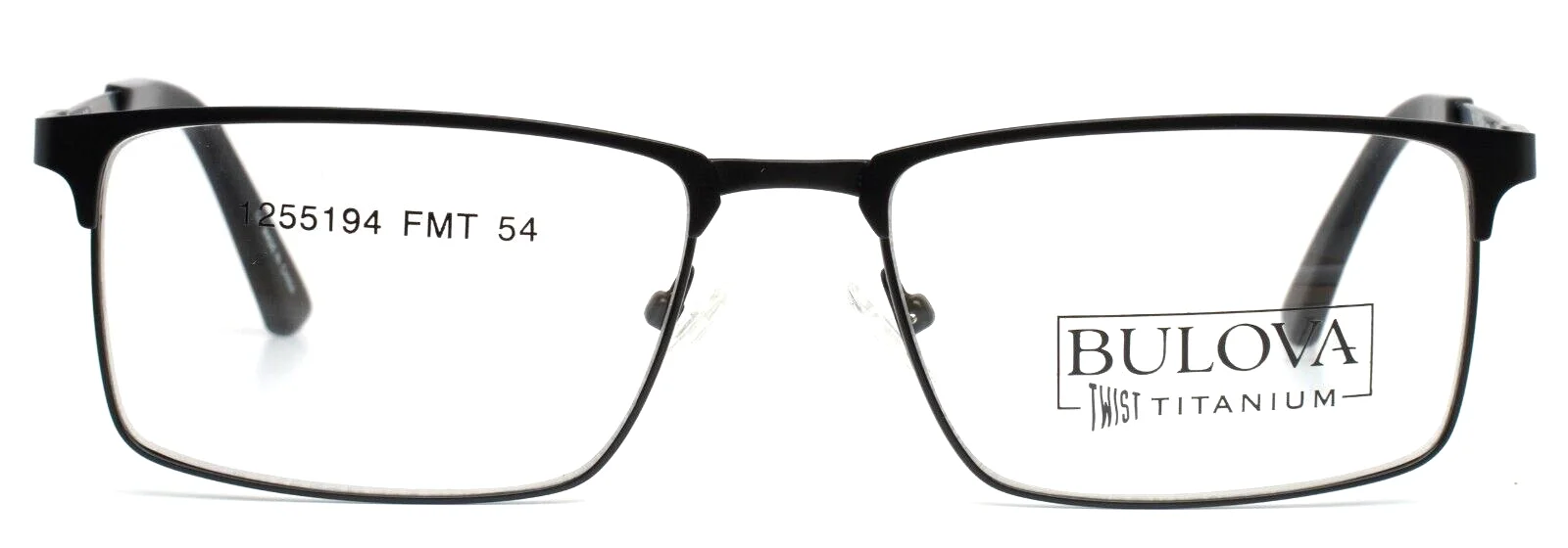BULOVA North Bend Black Mens Rectangle Full Rim Eyeglasses 54-17-140 B:36 2