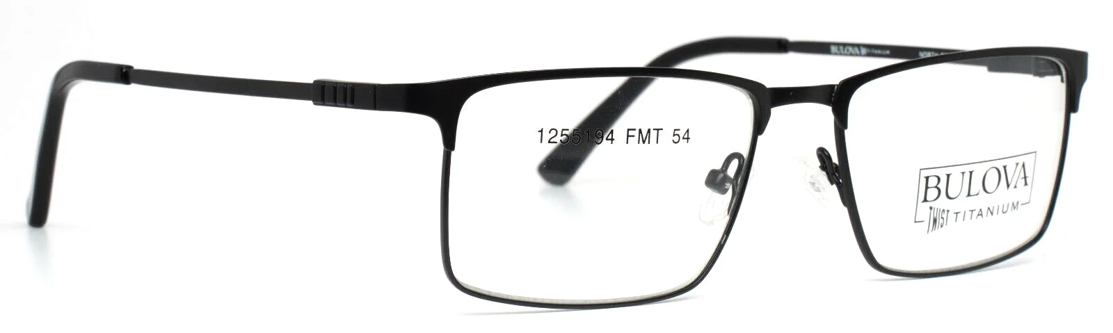 BULOVA North Bend Black Mens Rectangle Full Rim Eyeglasses 54-17-140 B:36 3