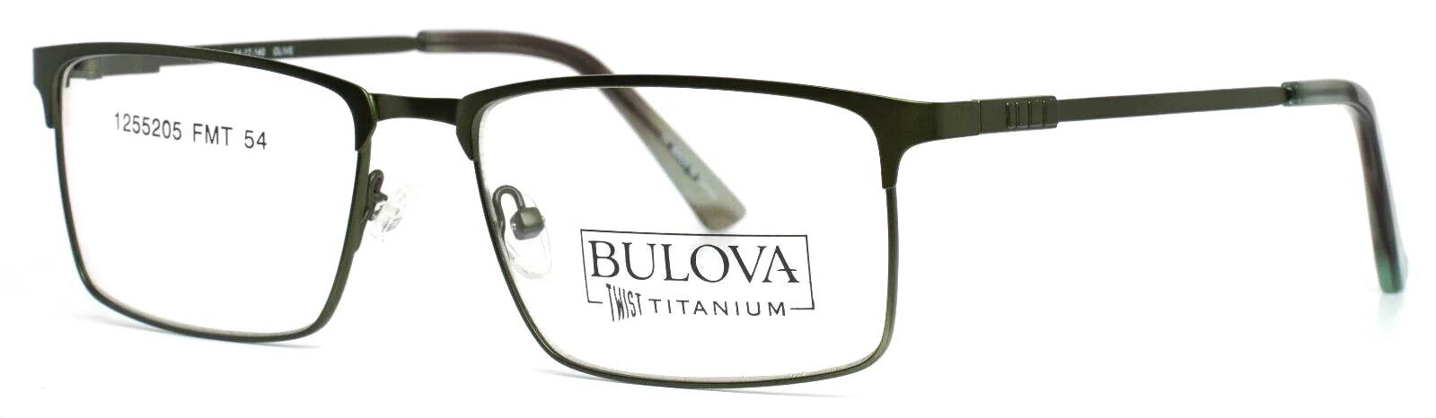 BULOVA North Bend Olive Mens Rectangle Full Rim Eyeglasses 54-17-140 B:36