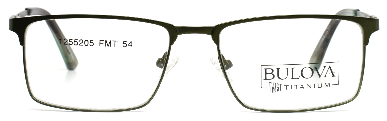 BULOVA North Bend Olive Mens Rectangle Full Rim Eyeglasses 54-17-140 B:36 2