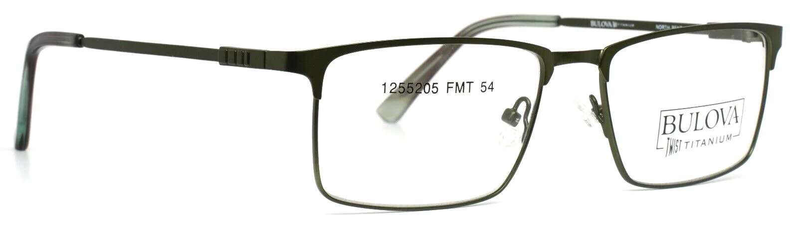 BULOVA North Bend Olive Mens Rectangle Full Rim Eyeglasses 54-17-140 B:36 3