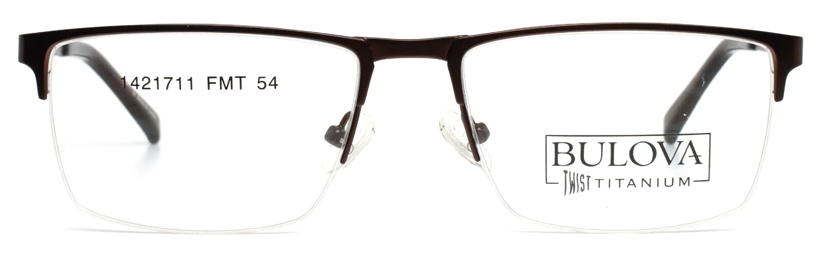 BULOVA Redding Brown Mens Rectangle Half Rim Eyeglasses 54-17-140 B:36 2