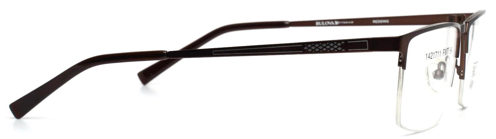 BULOVA Redding Brown Mens Rectangle Half Rim Eyeglasses 54-17-140 B:36 4
