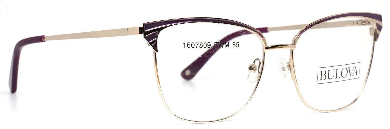 BULOVA Ribe Lilac Womens Cat Eye Full Rim Eyeglasses Frames 55-16-140 B:43 3