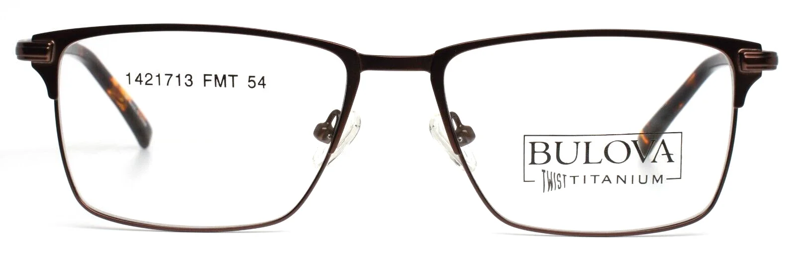 BULOVA Rockford Brown Mens Rectangle Full Rim Eyeglasses 54-17-140 B:38 2
