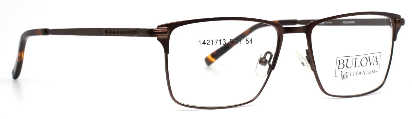 BULOVA Rockford Brown Mens Rectangle Full Rim Eyeglasses 54-17-140 B:38 3