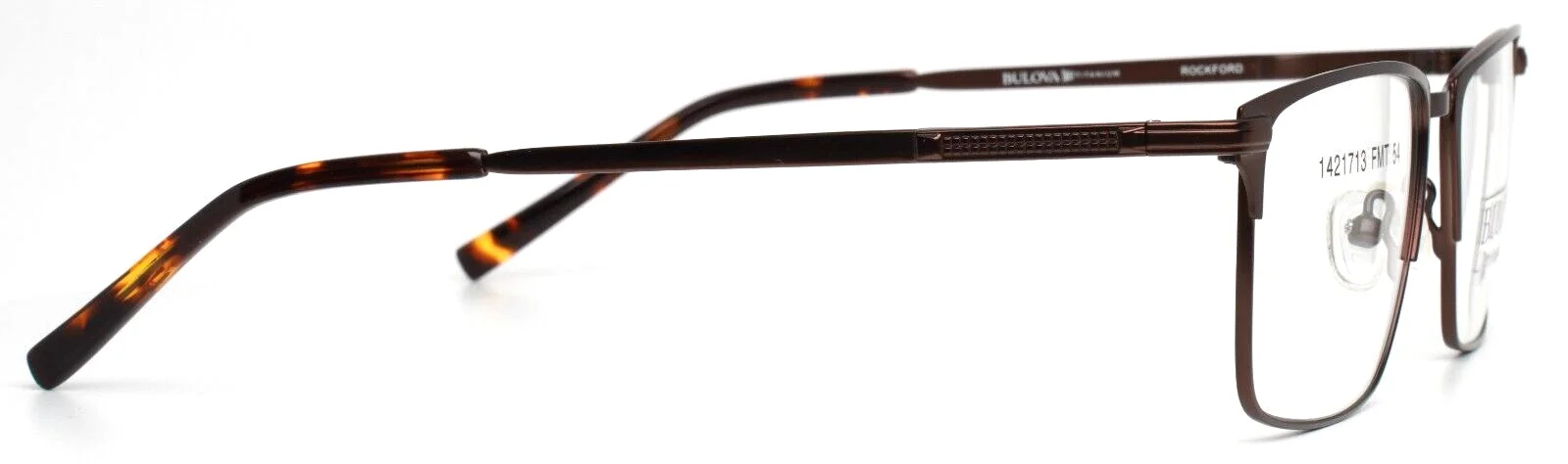 BULOVA Rockford Brown Mens Rectangle Full Rim Eyeglasses 54-17-140 B:38 4