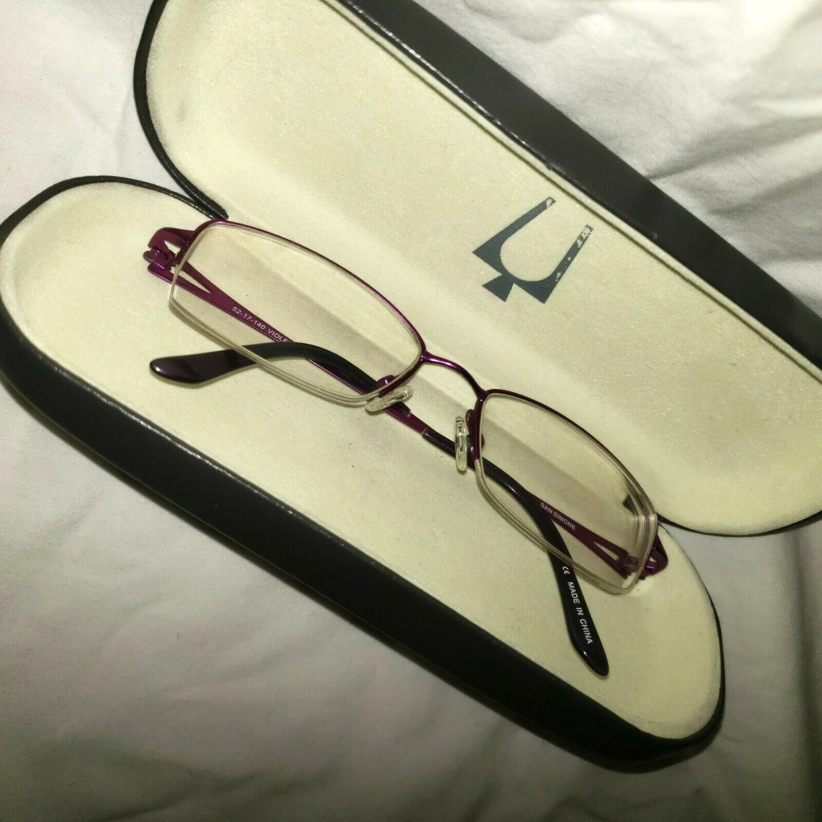 BULOVA San Simone Twist Titanium Eyeglasses Frame Violet 52mm WOMEN Half Rimless 2