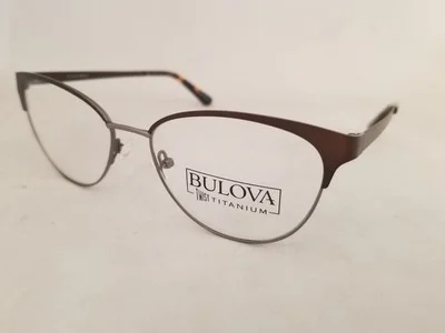 BULOVA Skara Titanium eyeglasses Frame Brown 53mm WOMEN Designer Optical Cat Eye