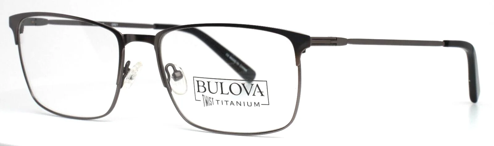 BULOVA Sumer Gray Mens Rectangle Full Rim Eyeglasses 55-17-140 B:39