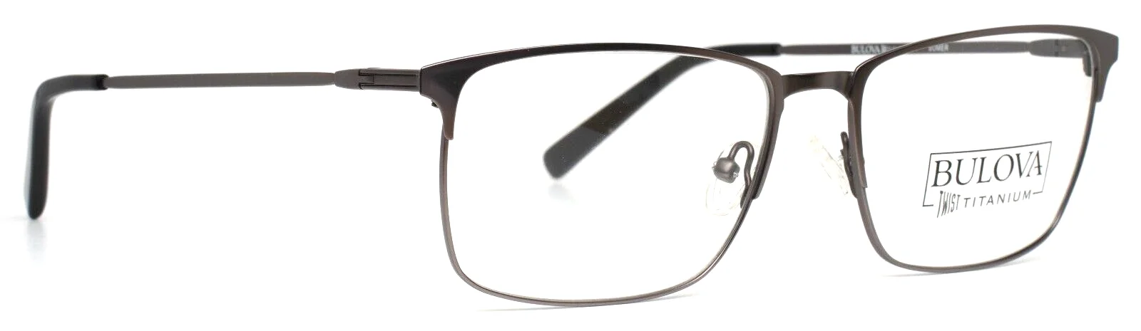 BULOVA Sumer Gray Mens Rectangle Full Rim Eyeglasses 55-17-140 B:39 3