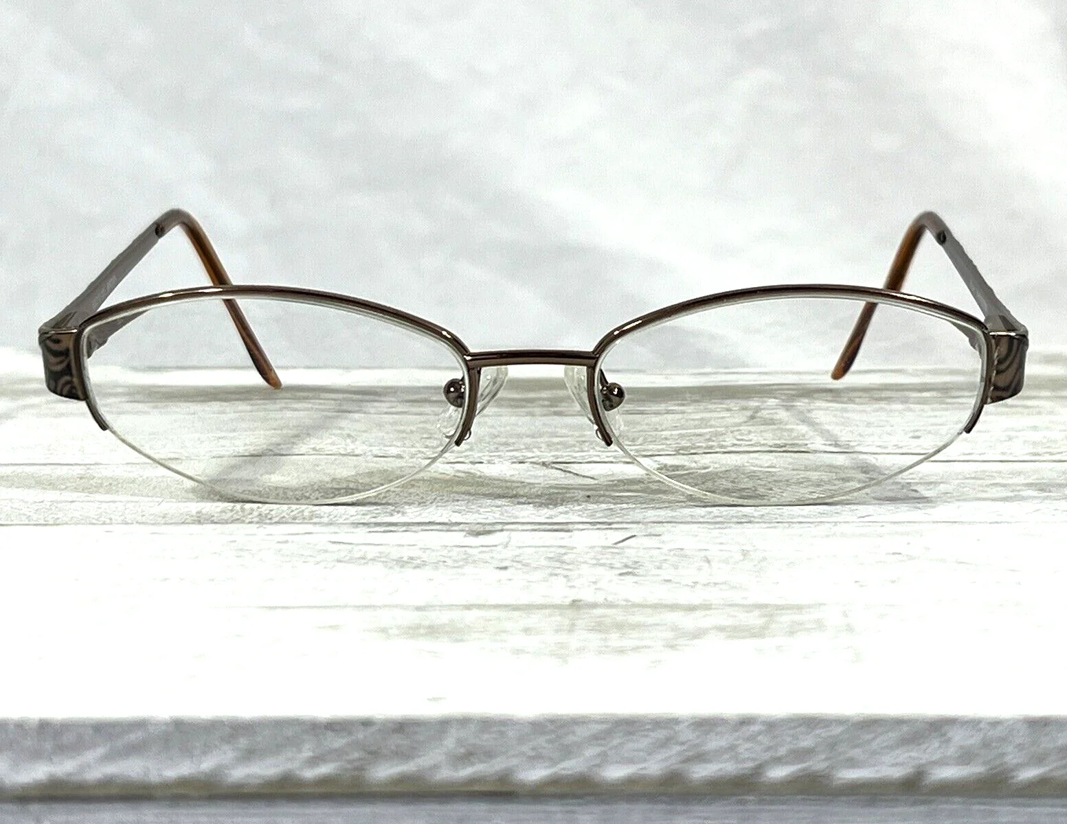 Bulova Tarragona Womens Oval Eyeglass Frames Half Rim Brown 53▯17-135 2