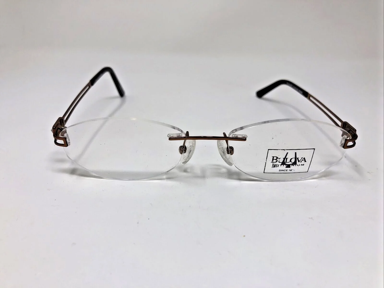 BULOVA TITANIUM FRESNO 52-17-140 BROWN RIMLESS EYEGLASSES FRAME 3746