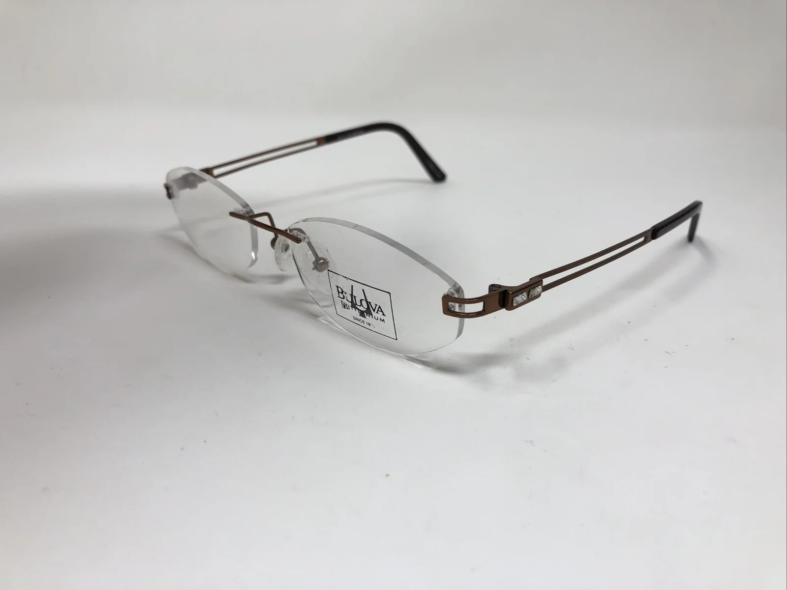 BULOVA TITANIUM FRESNO 52-17-140 BROWN RIMLESS EYEGLASSES FRAME 3746 3